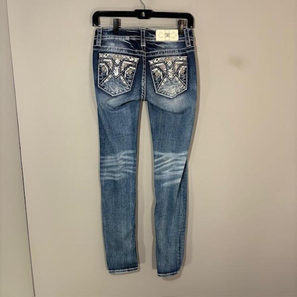 Miss Me Signature Skinny Jeans Womens 24 Blue Med Wash Distressed 24x31.5 Denim